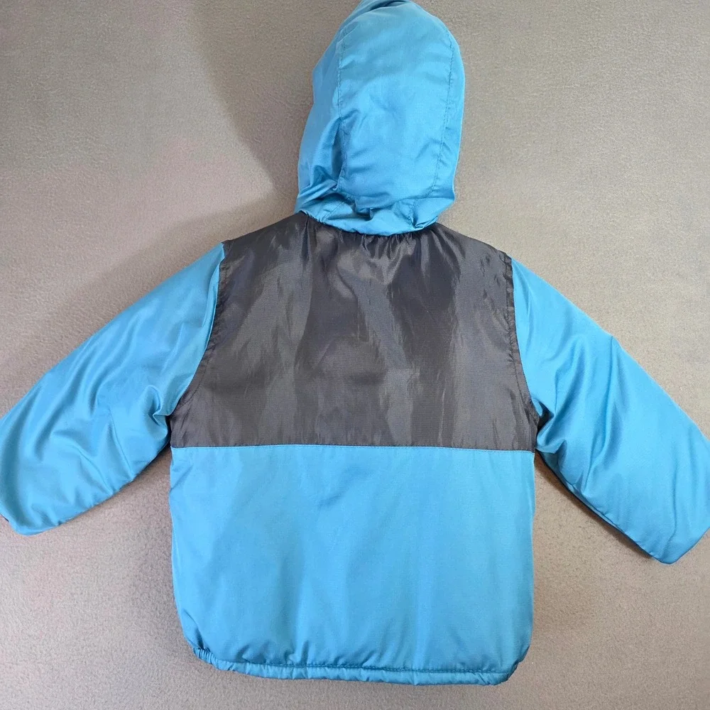 OshKosh Bgosh Boys Blue Gray Puffer Jacket Hooded Size 4